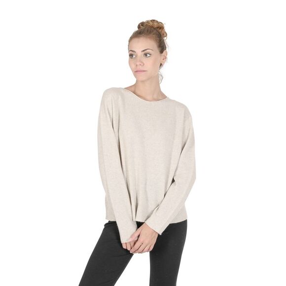 Crown of Edinburgh Cashmere Cashmere Crew Neck Sweater Women Cream Gloves - Picture 7 of 7